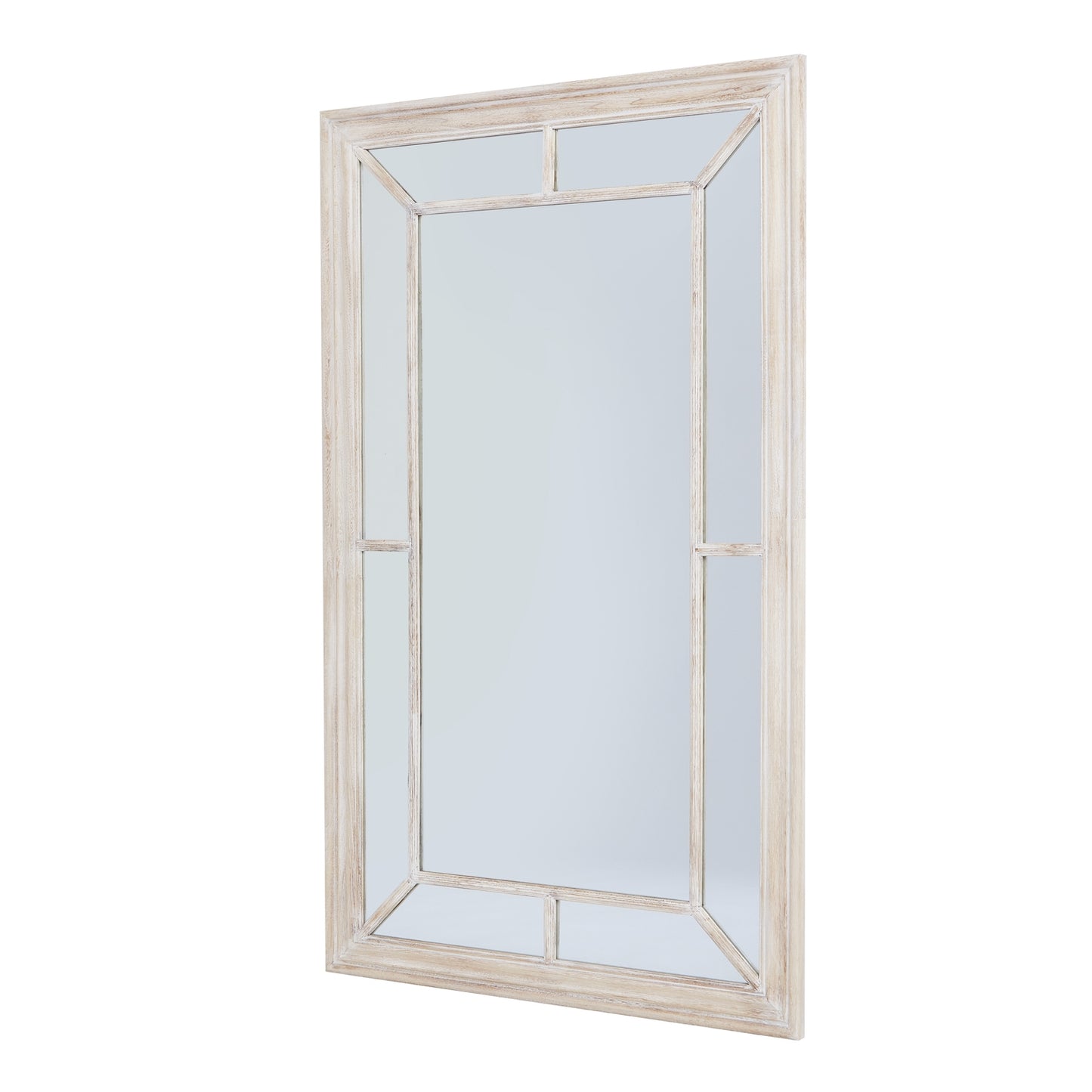 Rustic White Washed Window Frame Mirror