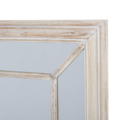 Rustic White Washed Window Frame Mirror