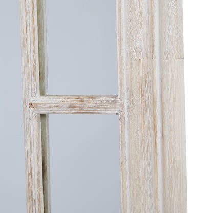 Rustic White Washed Window Frame Mirror