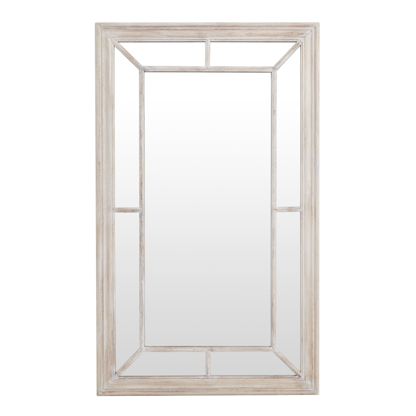 Rustic White Washed Window Frame Mirror