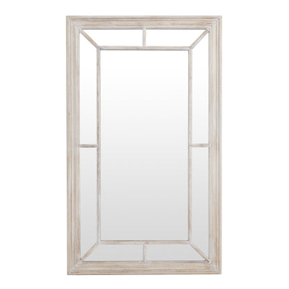 Rustic White Washed Window Frame Mirror