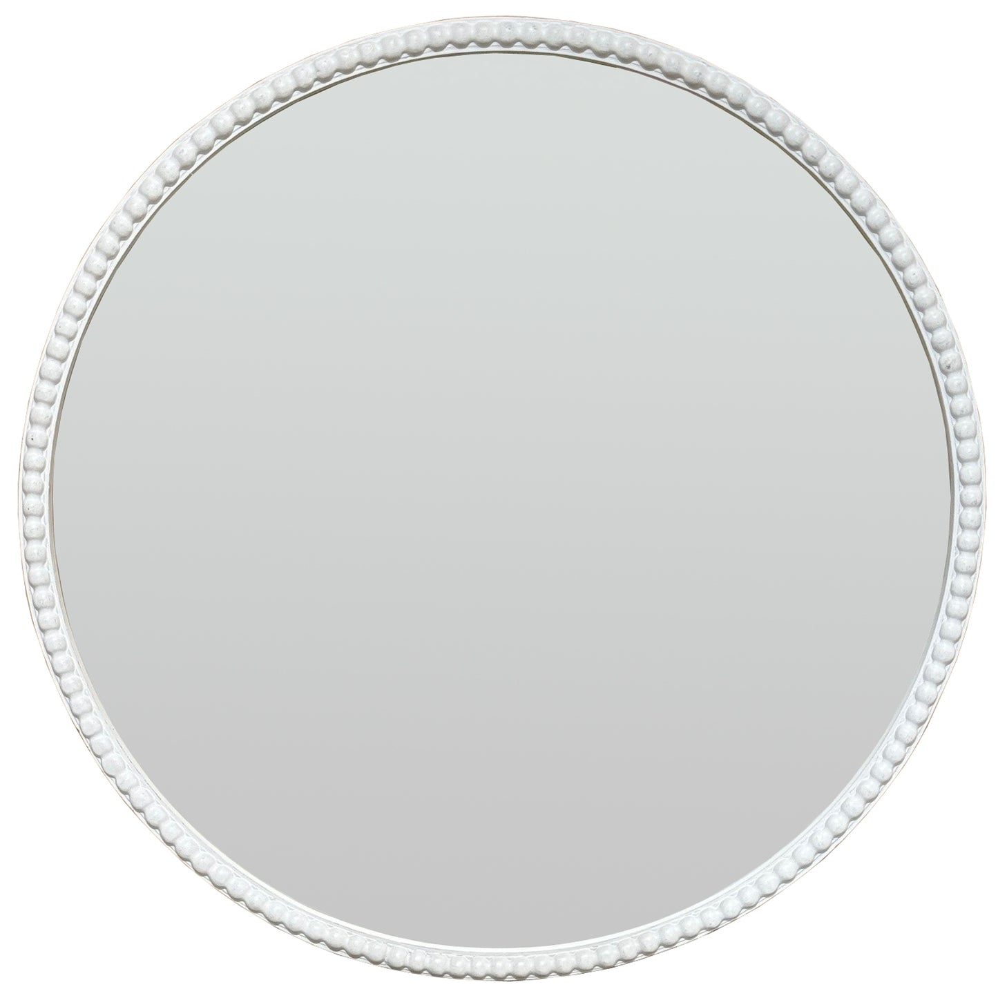 White Beaded Round Wall Mirror