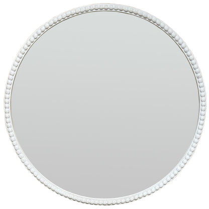 White Beaded Round Wall Mirror
