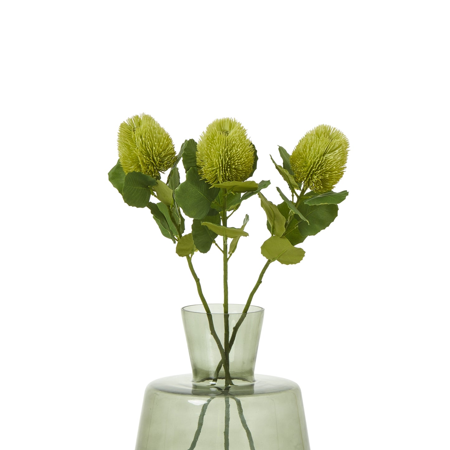 Set of 3 Artificial Flowers Green Banksia Stems