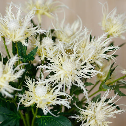 Set of 3 Artificial Flowers Cream Sea Holly Sprays