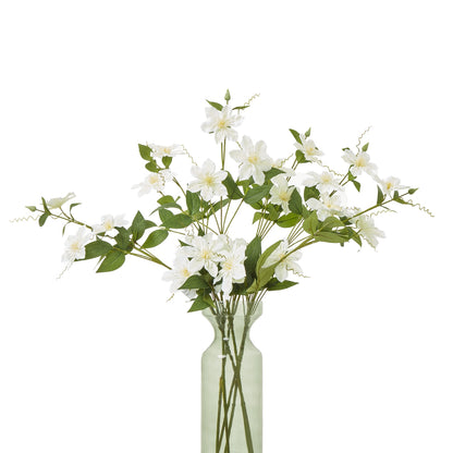 Set of 3 Artificial Flowers Cream Pearl Clematis Sprays