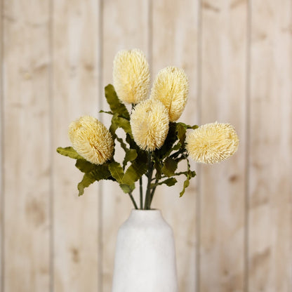 Set of 3 Artificial Flowers Large Cream Banksia Serrata Stems