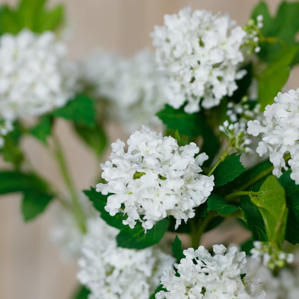 Set of 3 Artificial Flowers Cream Snowball Viburnum Sprays