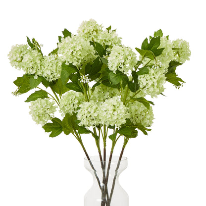 Set of 3 Artificial Flowers Green Snowball Viburnum Sprays
