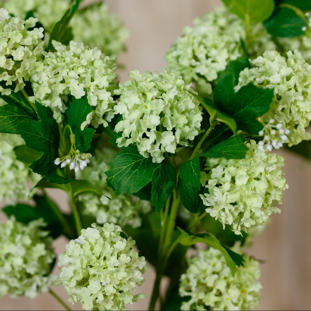 Set of 3 Artificial Flowers Green Snowball Viburnum Sprays