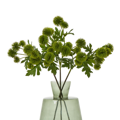 Set of 3 Artificial Flowers Green Globe Thistle Sprays