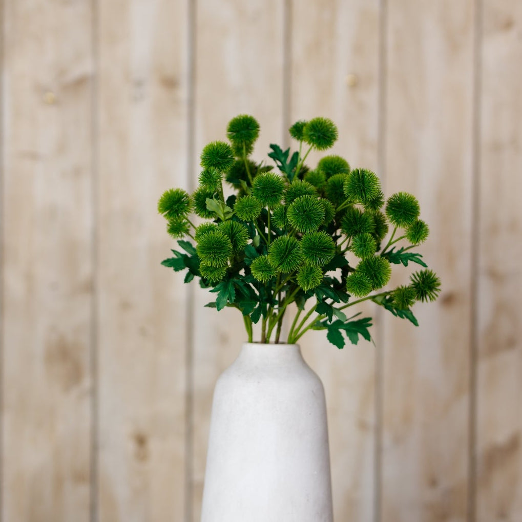 Set of 3 Artificial Flowers Green Globe Thistle Sprays