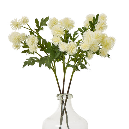 Set of 3 Artificial Flowers Cream Globe Thistle Sprays