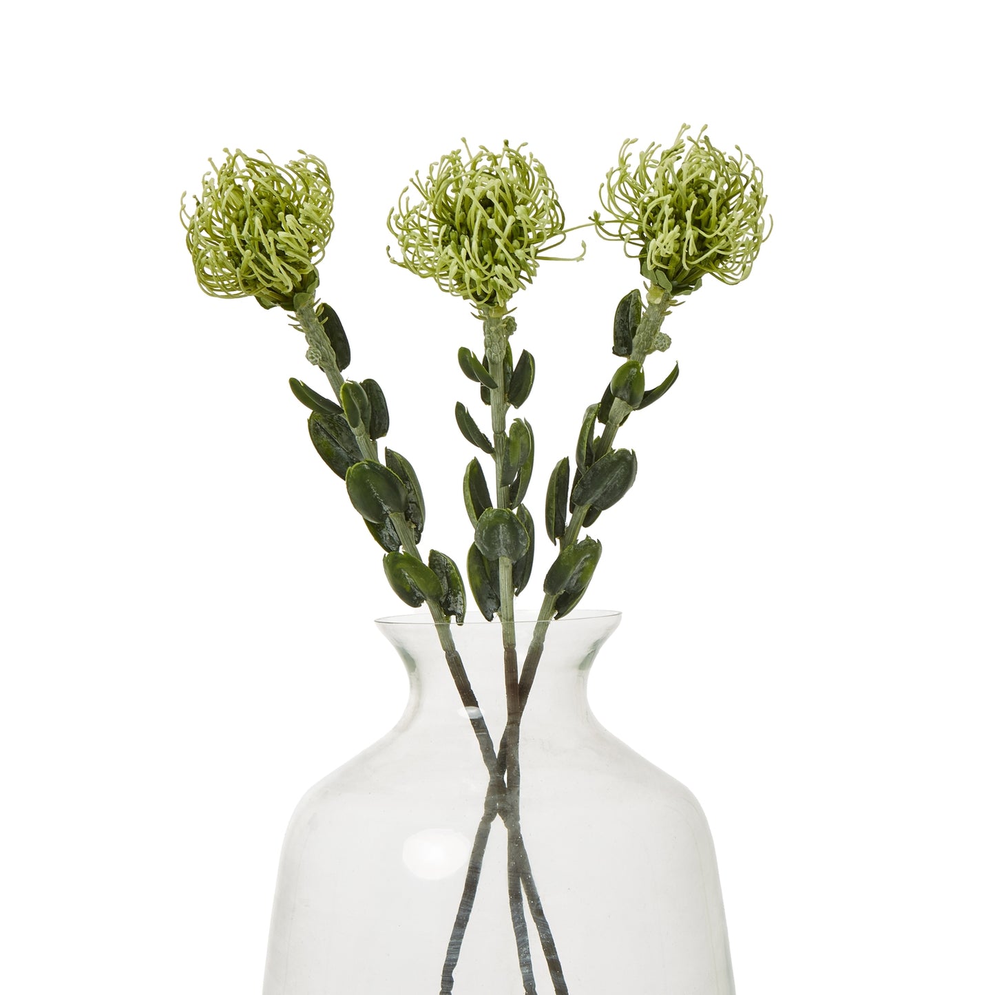 Set of 3 Artificial Flowers Green Pincushion Protea Sprays