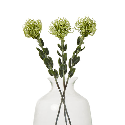 Set of 3 Artificial Flowers Green Pincushion Protea Sprays