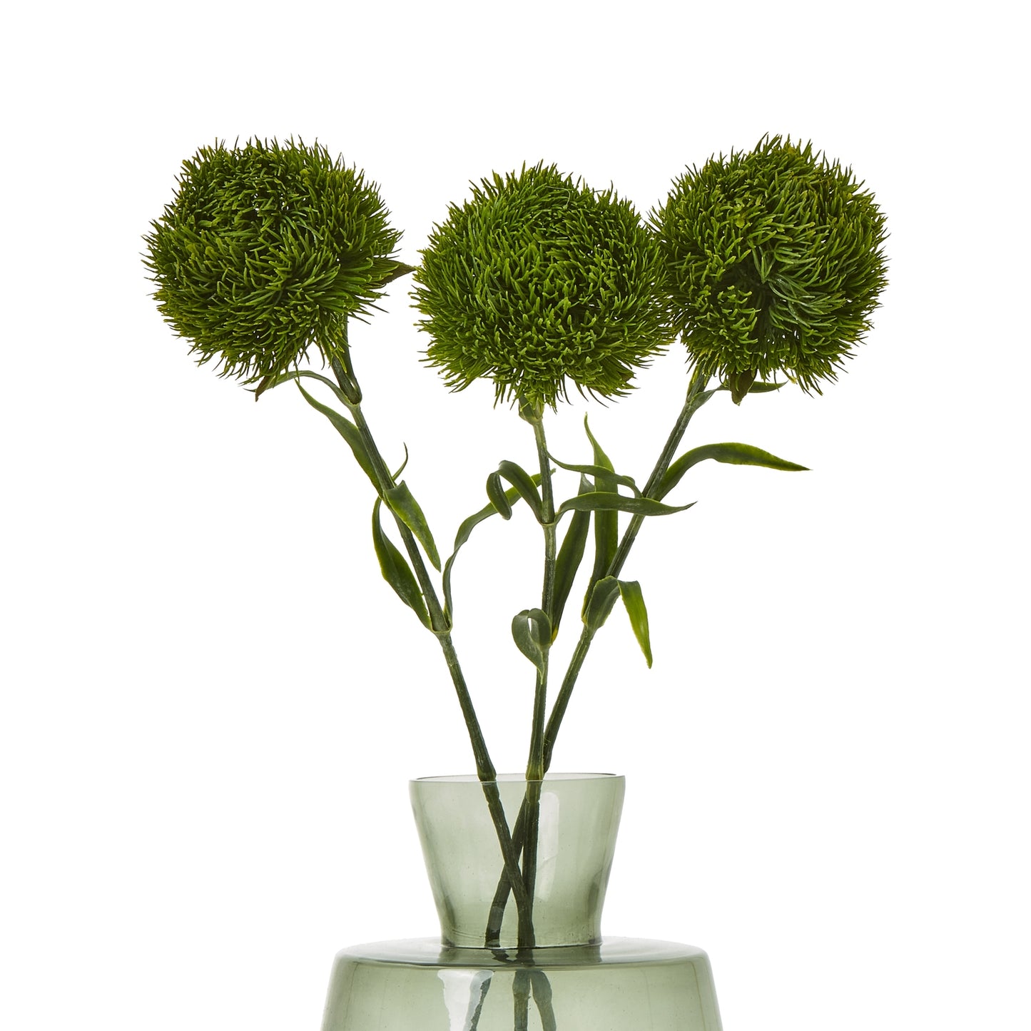 Set of 3 Artificial Flowers Dark Green Dianthus Stems