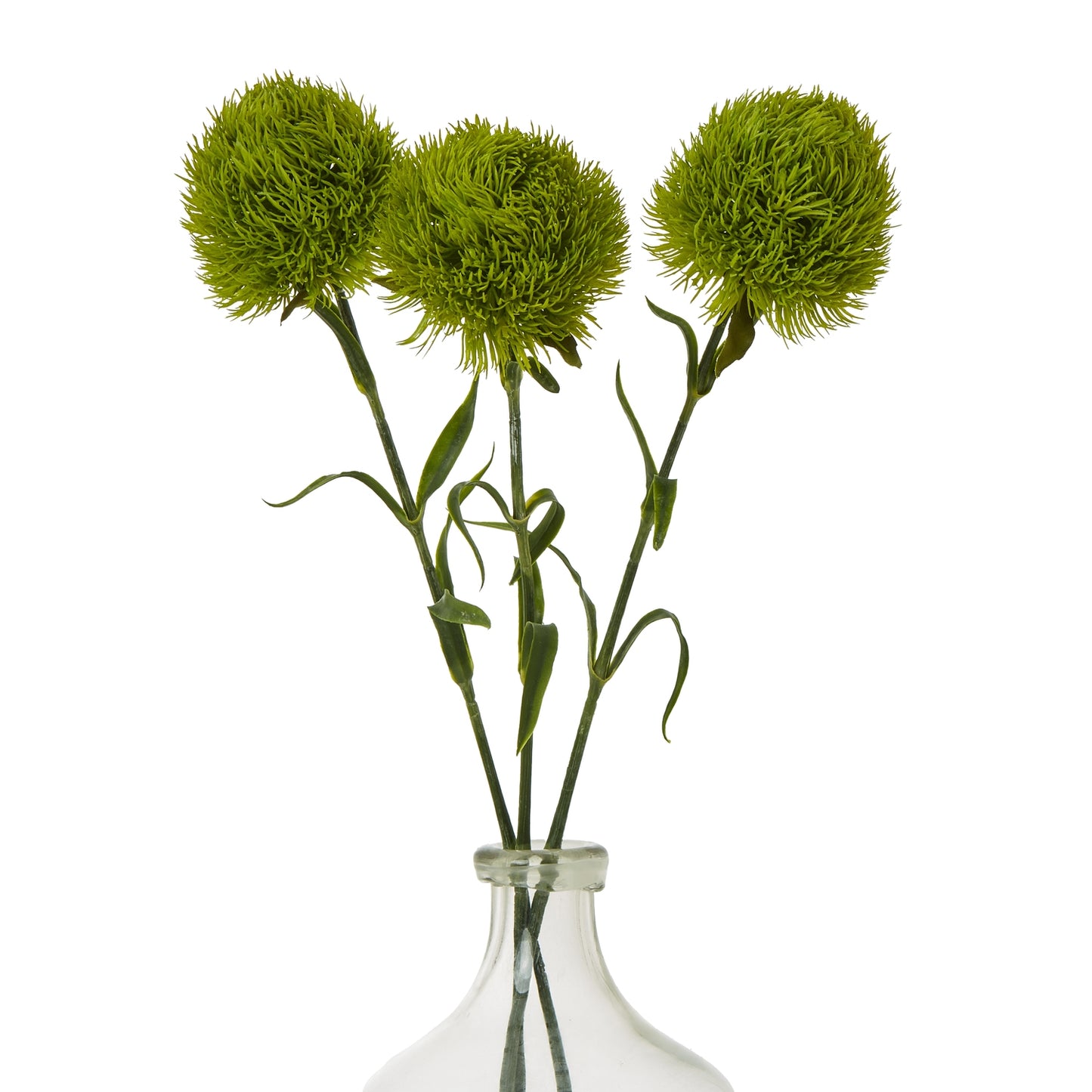 Set of 3 Artificial Flowers Light Green Dianthus Stems