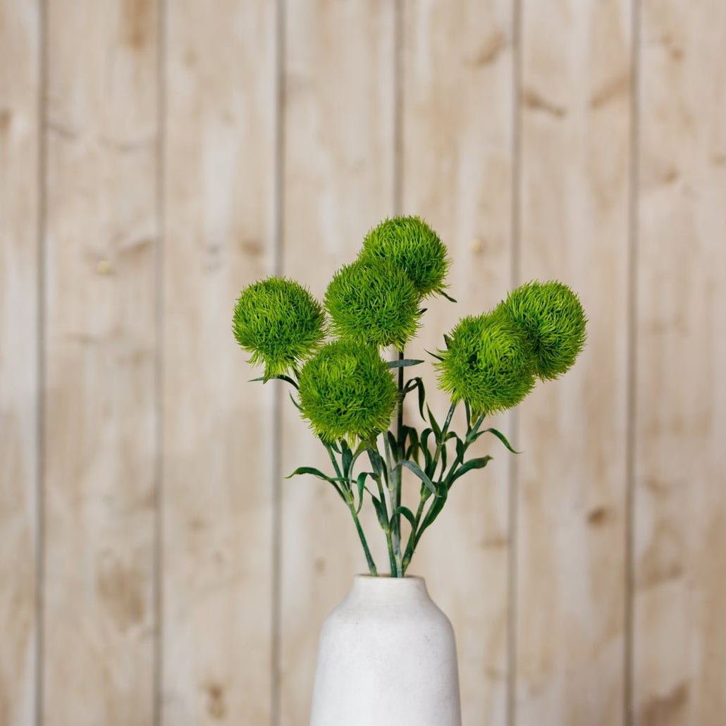 Set of 3 Artificial Flowers Light Green Dianthus Stems