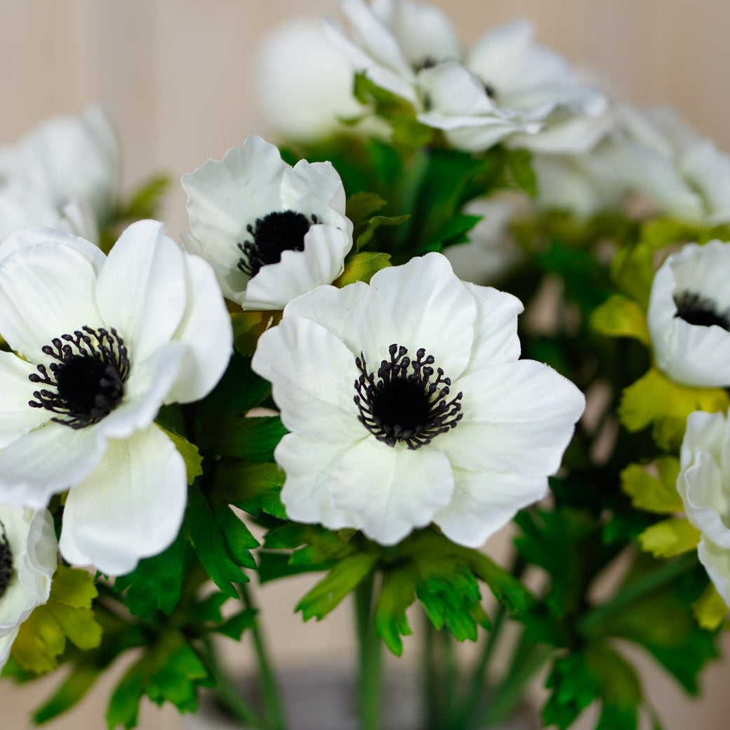 Set of 3 Artificial Flowers White Anemone Sprays
