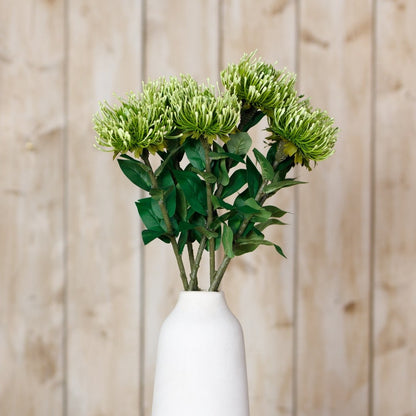 Set of 3 Artificial Flowers Green Protea Lorea Stems