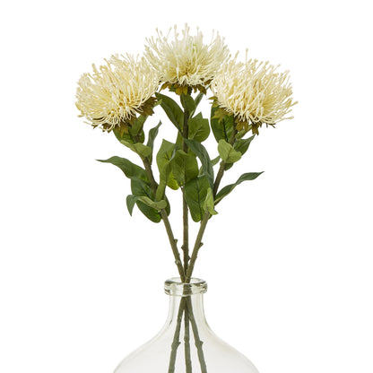 Set of 3 Artificial Flowers Cream Protea Lorea Stems