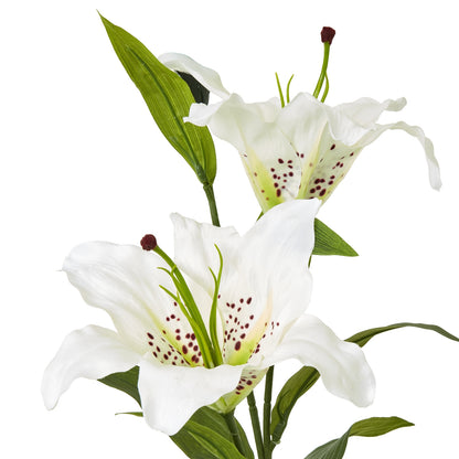 Set of 3 Artificial Flowers White Madonna Lily Sprays