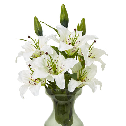 Set of 3 Artificial Flowers White Madonna Lily Sprays