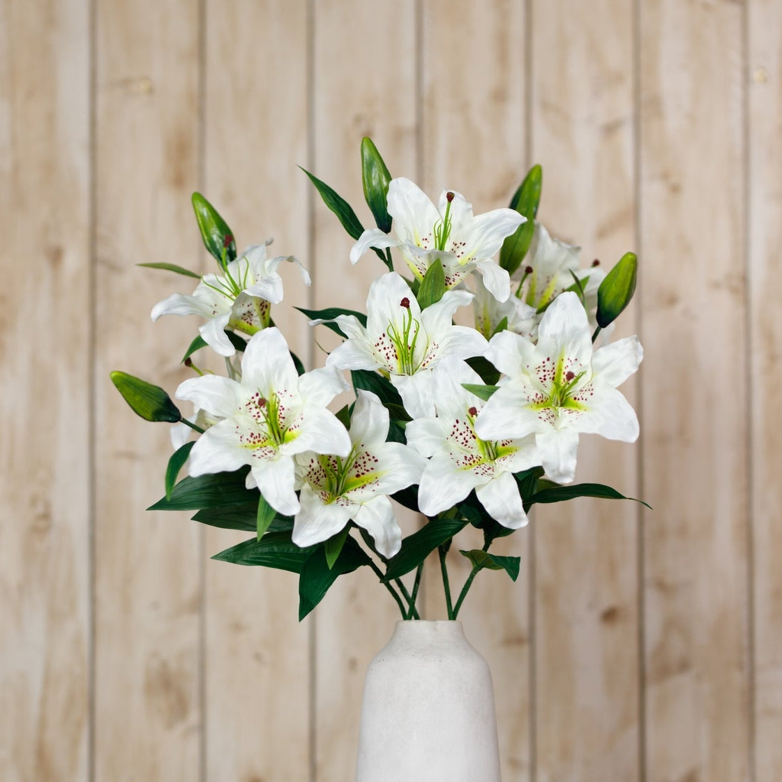 Set of 3 Artificial Flowers White Madonna Lily Sprays