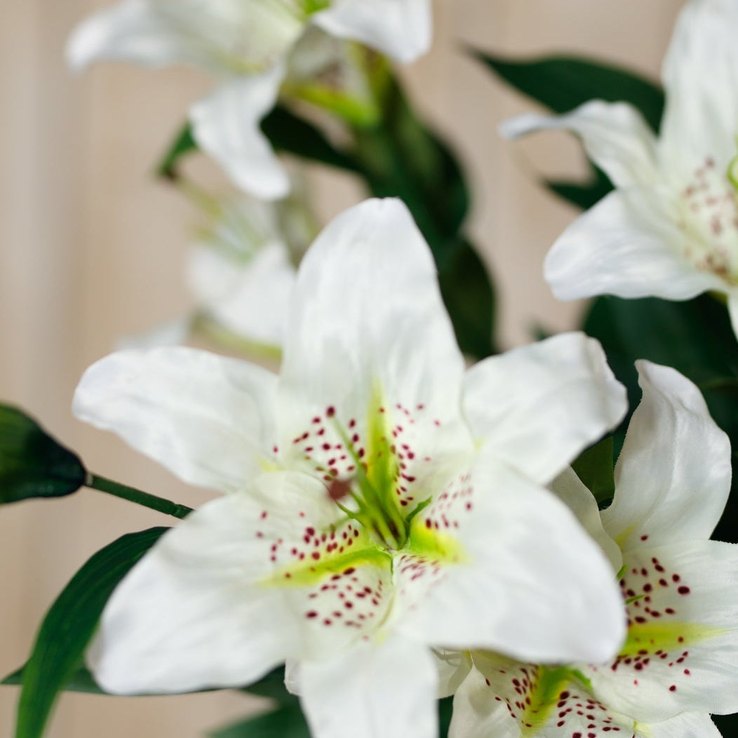 Set of 3 Artificial Flowers White Madonna Lily Sprays