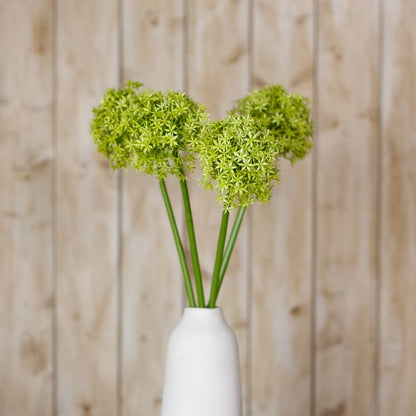 Set of 3 Artificial Flowers Green Giant Allium Stems