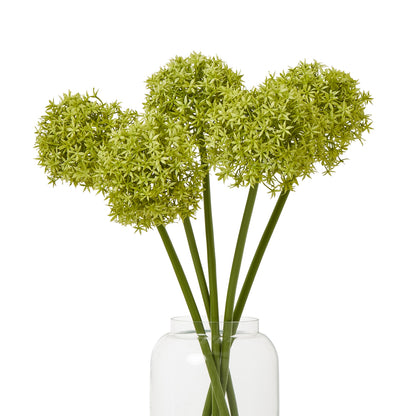 Set of 3 Artificial Flowers Green Medium Allium Stems