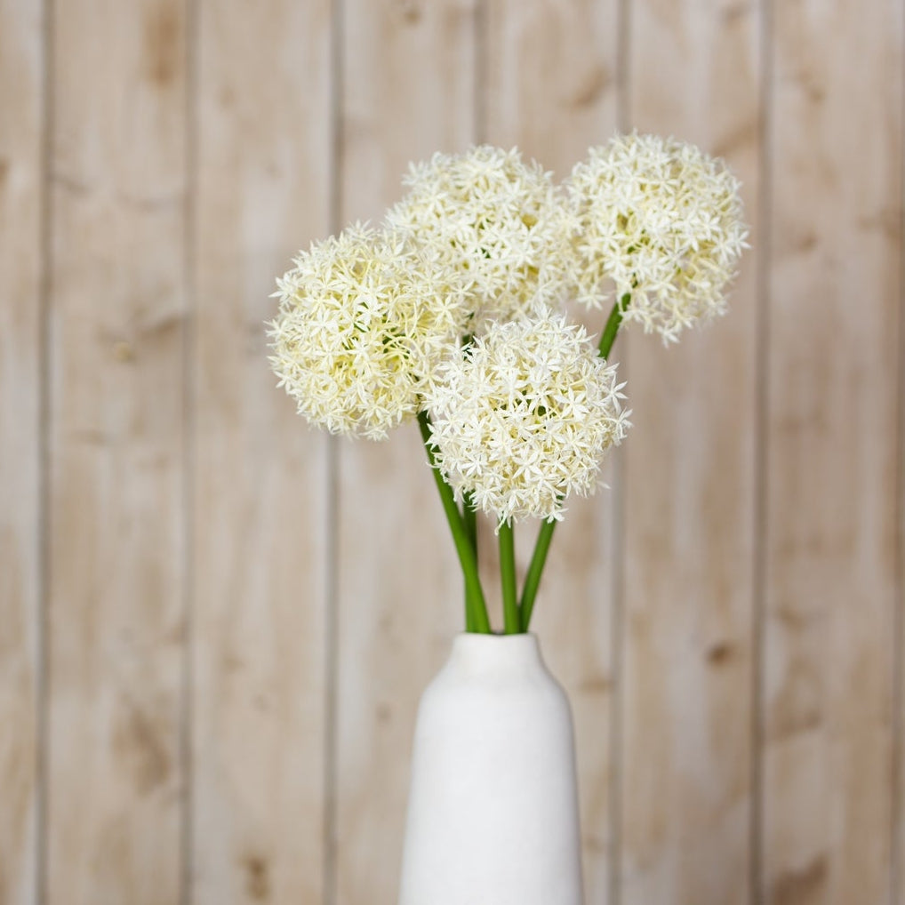 Set of 3 Artificial Flowers Cream Medium Allium Stems