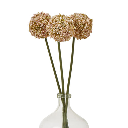 Set of 3 Artificial Flowers Pink Allium Stems