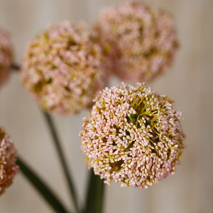 Set of 3 Artificial Flowers Pink Allium Stems