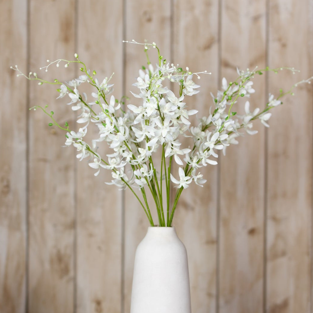 Set of 3 Artificial Flowers  White Cymbidium Sprays