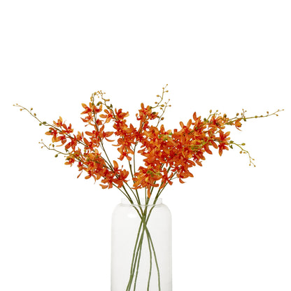 Set of 3 Artificial Flowers Orange Cymbidium Sprays