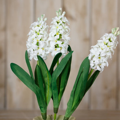 Set of 3 Artificial Flowers White Hyacinth Stems