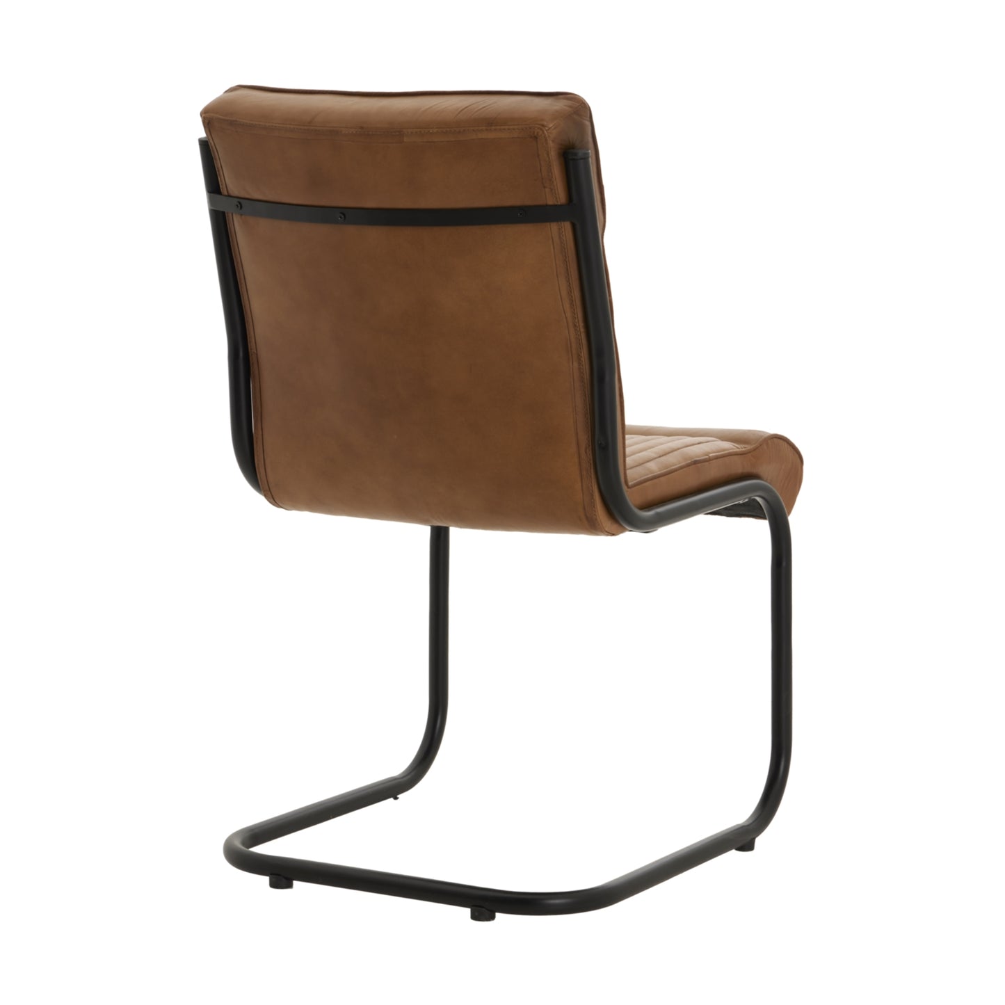 Germain Tan Brown Upholstered Ribbed Leather Dining Chair