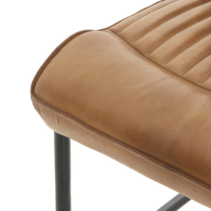 Germain Tan Brown Upholstered Ribbed Leather Dining Chair