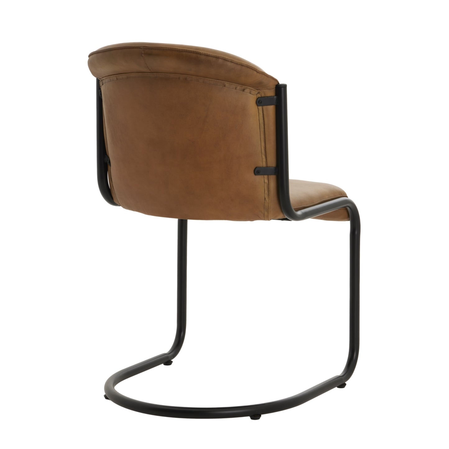 Germain Arched Tan Brown Upholstered Leather Dining Chair