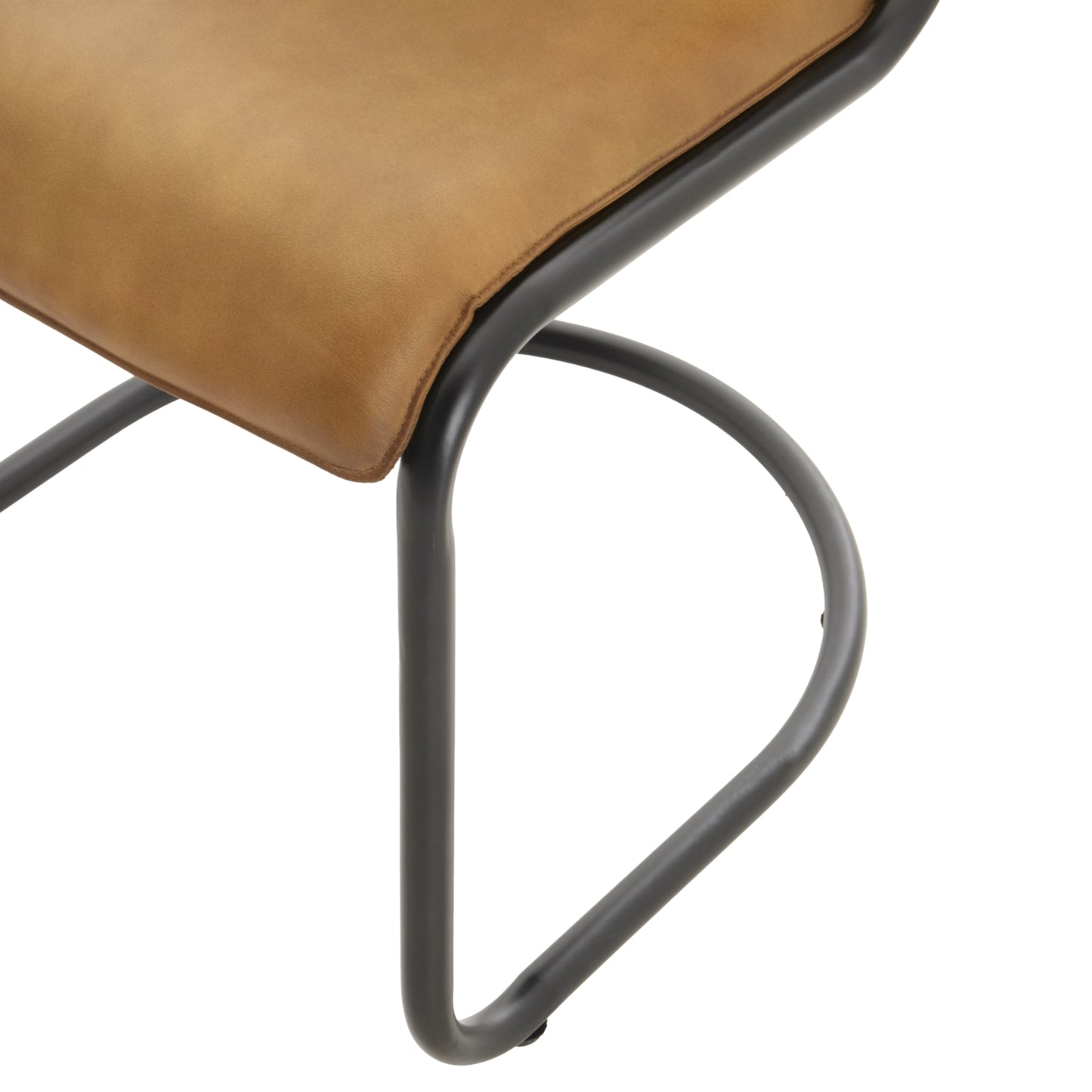 Germain Arched Tan Brown Upholstered Leather Dining Chair