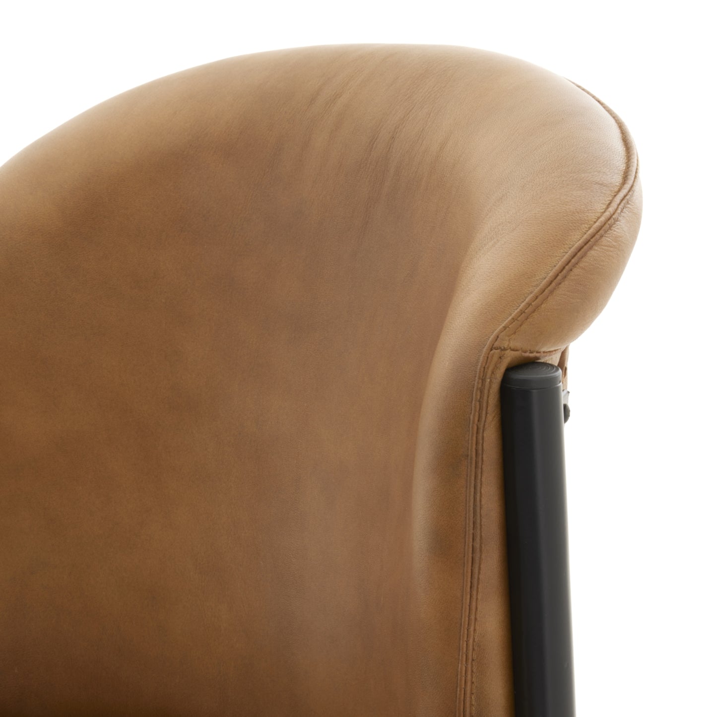 Germain Arched Tan Brown Upholstered Leather Dining Chair