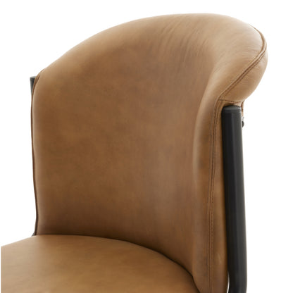 Germain Arched Tan Brown Upholstered Leather Dining Chair