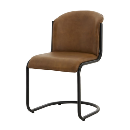 Germain Arched Tan Brown Upholstered Leather Dining Chair