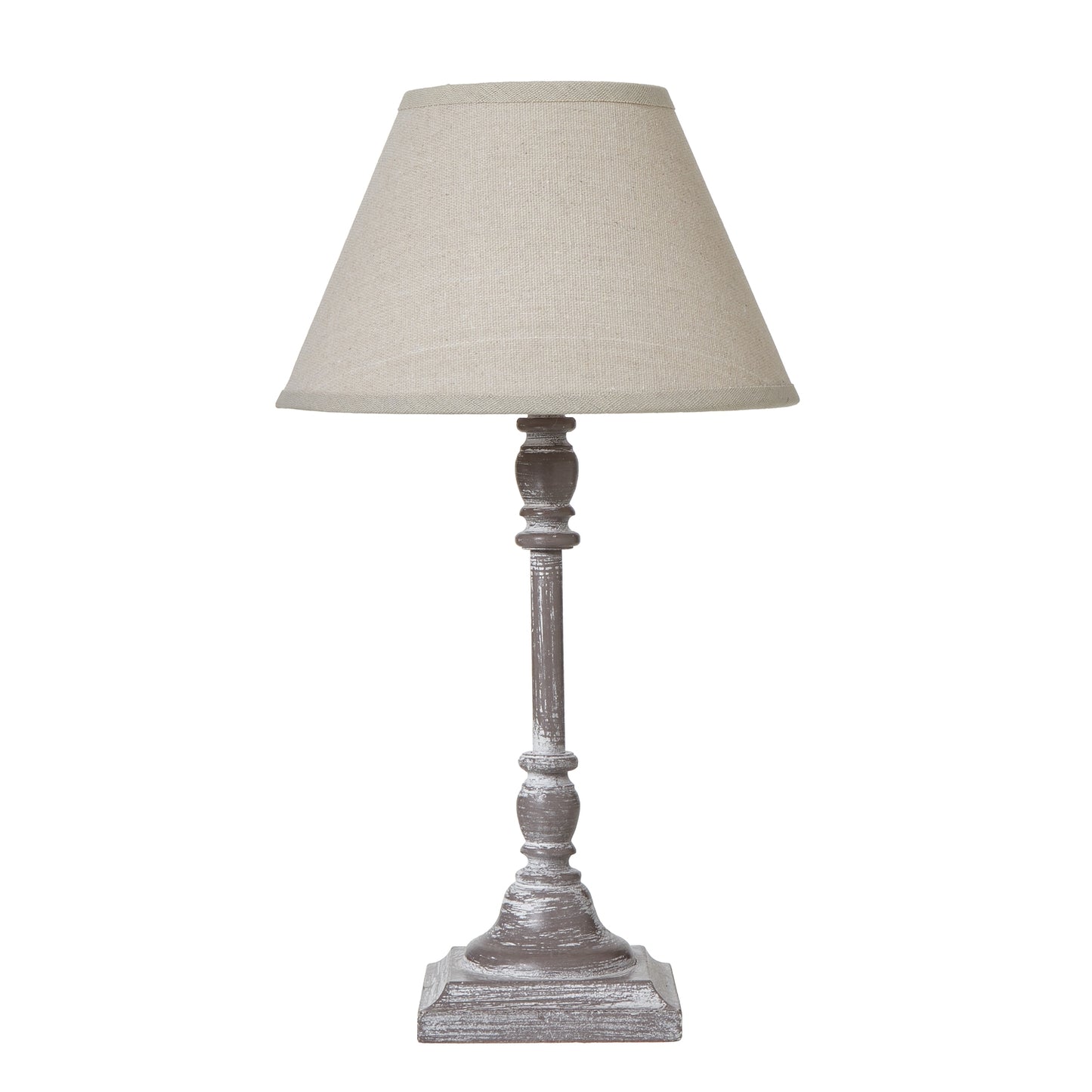 Arbori Grey Washed Pillar Table Lamp With Linen Shade