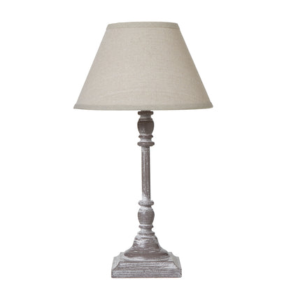 Arbori Grey Washed Pillar Table Lamp With Linen Shade