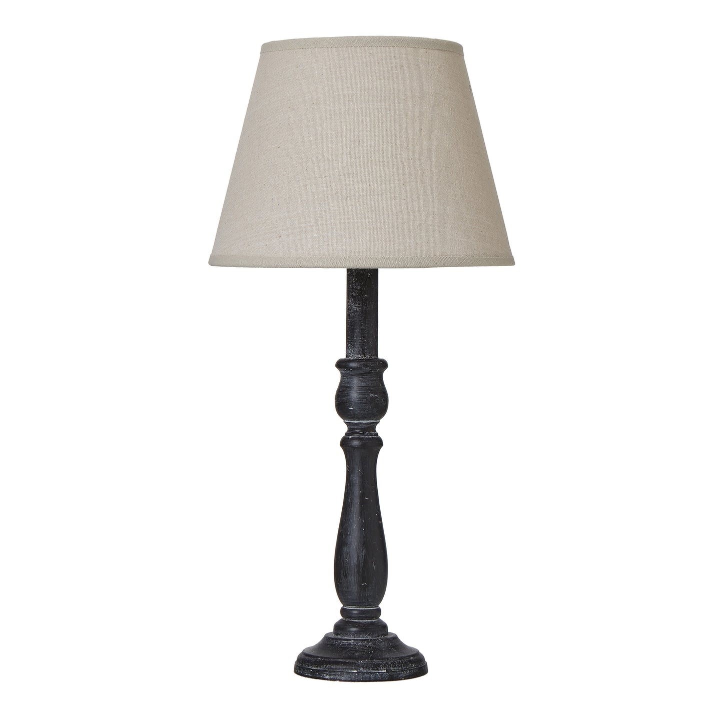 Piana Slim Black Wooden Table Lamp With Linen Shade