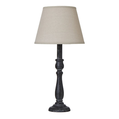 Piana Slim Black Wooden Table Lamp With Linen Shade