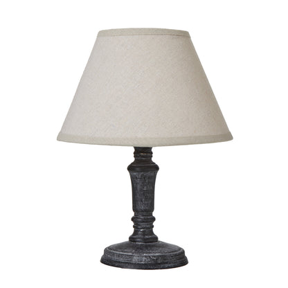 Brantes Distressed Black Table Tamp With Natural Linen Shade