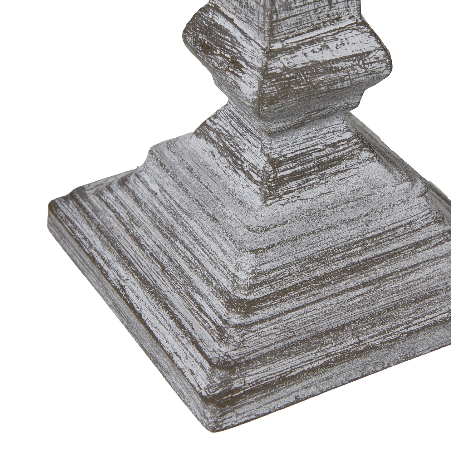 Collioure White Washed Wooden Pedestal Table Lamp With Cream Linen Shade